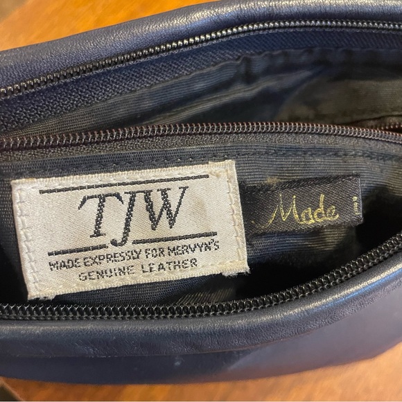 Vintage 100% Genuine Leather Navy Purse or Clutch by TJW for Mervyns 80s/90s - Picture 3 of 11